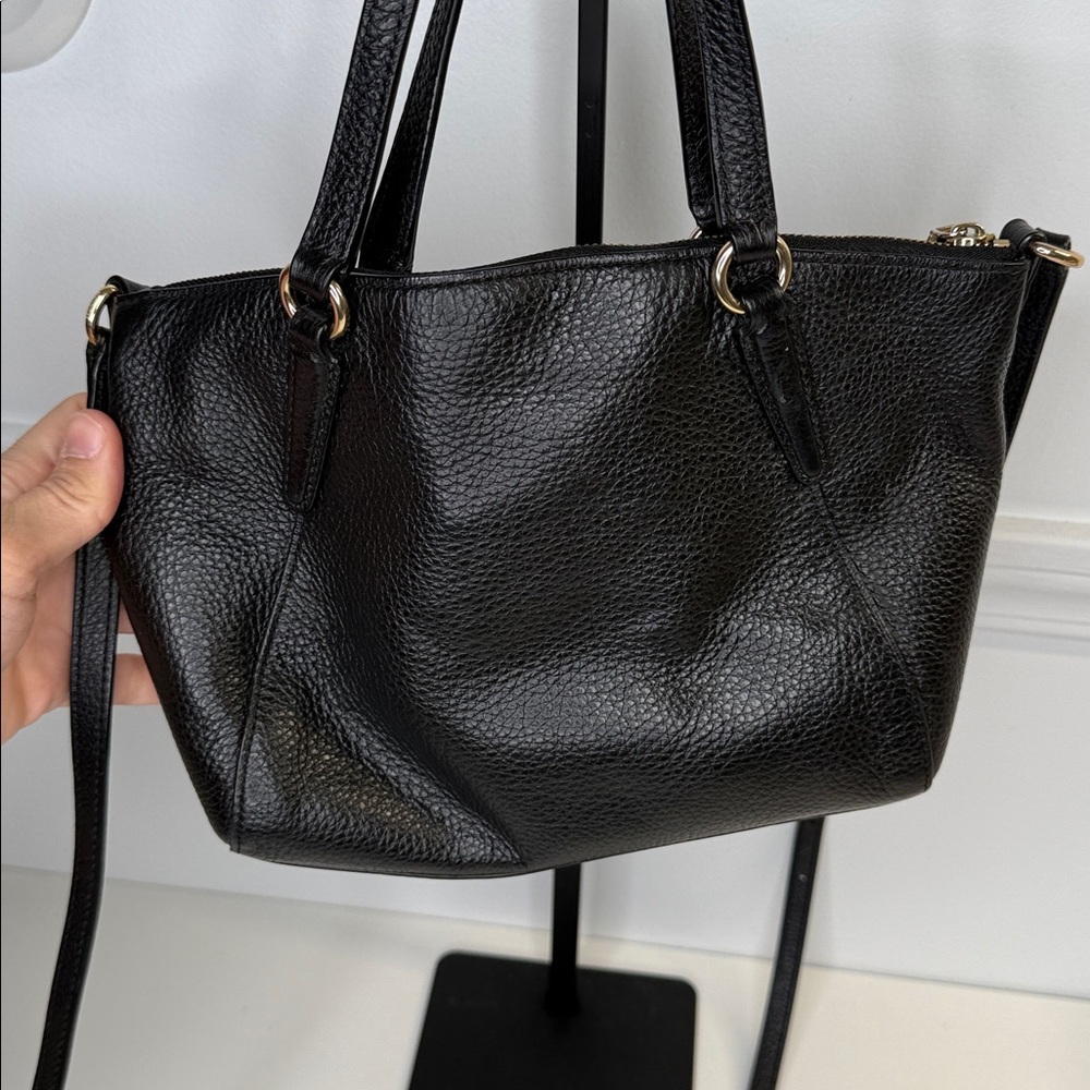 coach mini kelsey satchel black leather crossbody gold F28994 purse - Picture 5 of 13